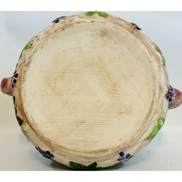 Vtg German Hand-Painted Ceramic Punch bowl SoupTureen Lid Castle Grapes Rhine - Picture 6 of 8